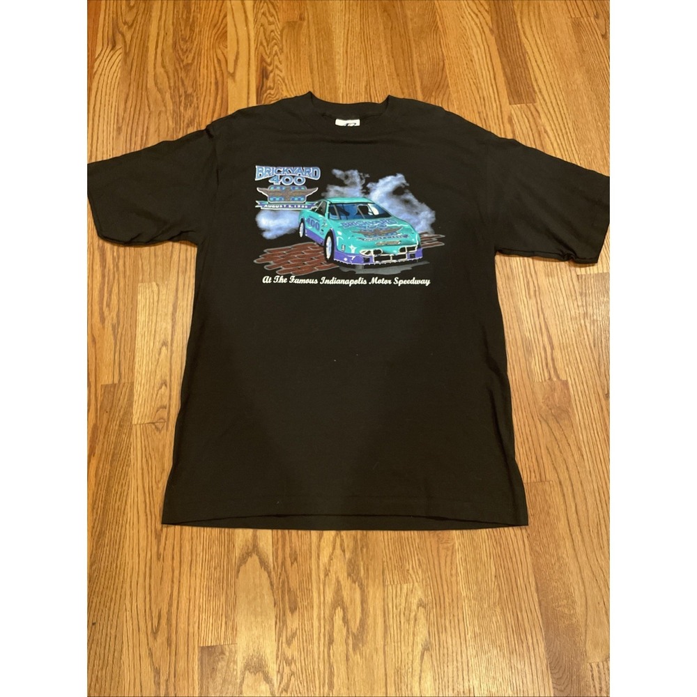 Vintage Brickyard 400 1995 T Shirt Logo Athletic Size Large‎ Black Made in USA